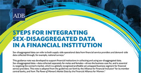 Steps For Integrating Sex Disaggregated Data In A Financial Institution Asian Development Bank