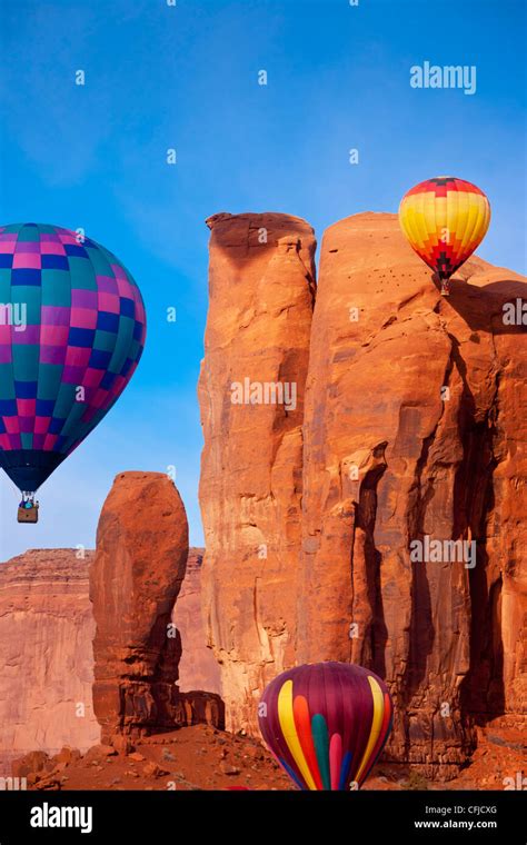 Hot Air Balloon Festival In Monument Valley Arizona Usa Stock Photo