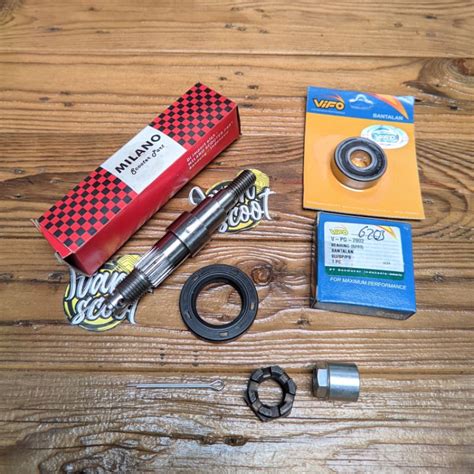 Jual Paket Set As Roda Depan Vespa Pts Spesial Komplit Laher Bearing