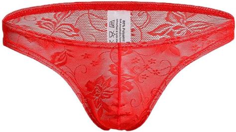 Sexy Lace Briefs Lingerie For Men Floral Mesh Panties Low Rise Bikini Gay See Through Underwear