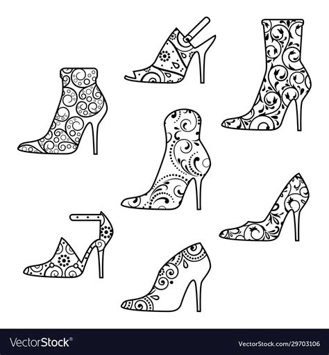 Black silhouettes womans high heel shoes Vector Image