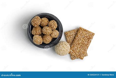 Makar Sankranti Festival Over Black Bowl Til Gul or Sweet Sesame Laddu ...