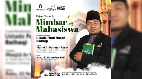 Live Mimbar Mahasiswa Ustadz Fuad Hasan Baihaqi Youtube