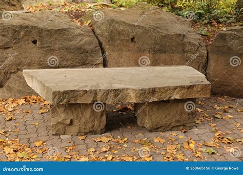 Stone Park Bench stock photo. Image of rest, background - 260665156