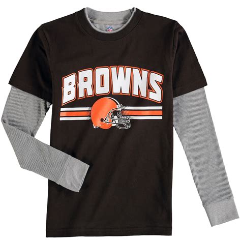 Cleveland Browns Youth Brown Fan Gear Bleachers Faux Layer Long Sleeve