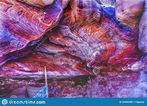 Red Rock Abstract Cave Near Royal Tombs Petra Jordan Stock Image