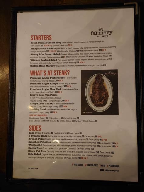 Menu At Farmery Deli Resto Molito Restaurant Muntinlupa