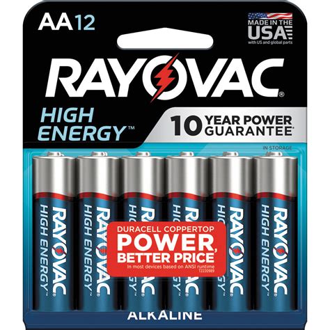 RAYOVAC High Energy Alkaline AA Batteries 12 Pack 815 12 B H