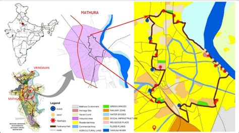 Location Map Of Mathura And Existing Land Use Around Parikrama Path