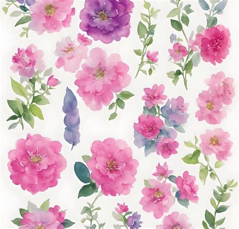 Premium Ai Image Watercolor Flowers Seamless Pattern Background