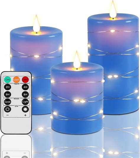 Upinmz Flickering Flameless Candles With Embedded String Lights Battery Operated Candles With