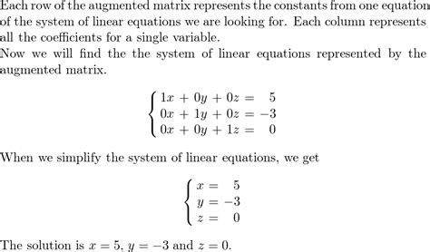 An Augmented Matrix That Represents A System Of Linear Equat Quizlet