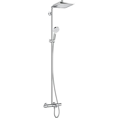 Crometta E Showerpipe Jet With Bath Thermostat Chrome Hansgrohe