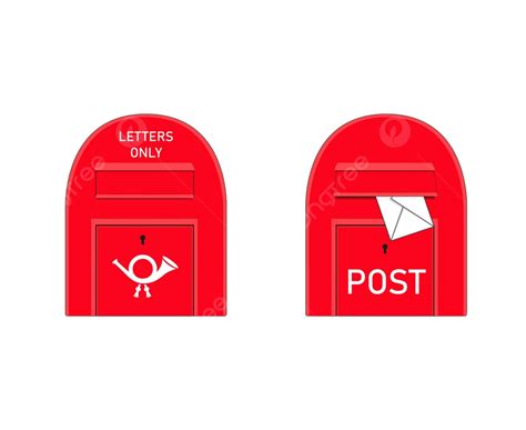 Vector Red Post Box With Incoming Mail And Horn Icon Vector Postage