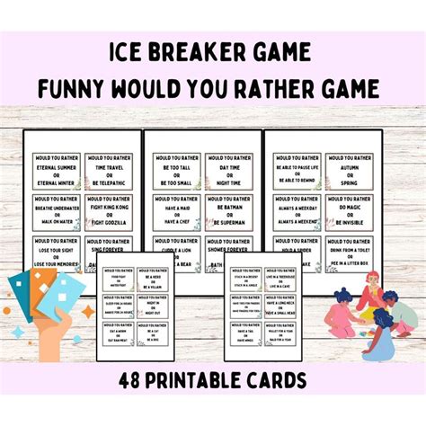 Ice Breaker Games Printable Would You Rather Ice Breaker Game