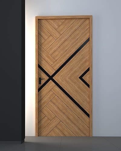 3d Model 3d Door Modern Wooden Design Vr Ar Low Poly Cgtrader