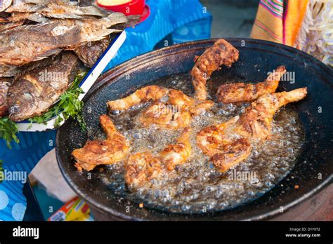 Pollo Campero (fried chicken) in the market at Santiago Sacatepequez ...