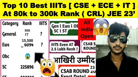 Top 10 IIITs CSE Branch In 60 To 95 Percentile In Jee Mains 2023