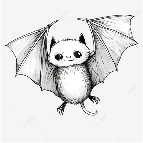 Cute But Simple Bat Line Art Black And White, Black, Cute, Simple PNG ...