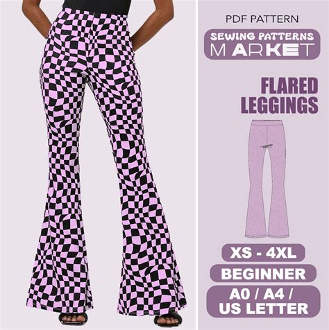 Flared Pants Sewing Pattern Beginner Level Size Xs 4xl Digital Sewing Pattern Etsy