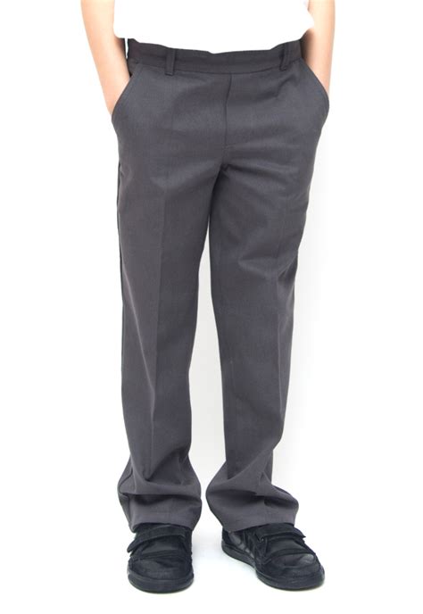 Boys Classic Fit Organic Cotton School Trousers Grey 3yrs Plus