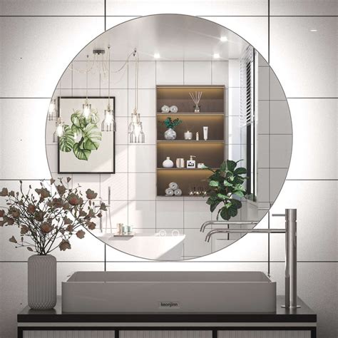 Keonjinn Round Led Mirror Backlit Mirror Bathroom Vanity Mirror With Lights Anti Fog Circle