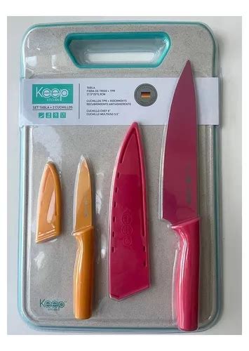 Set Tabla Cuchilo Chef Y Multiuso Keep Color Rosa Chicle MercadoLibre