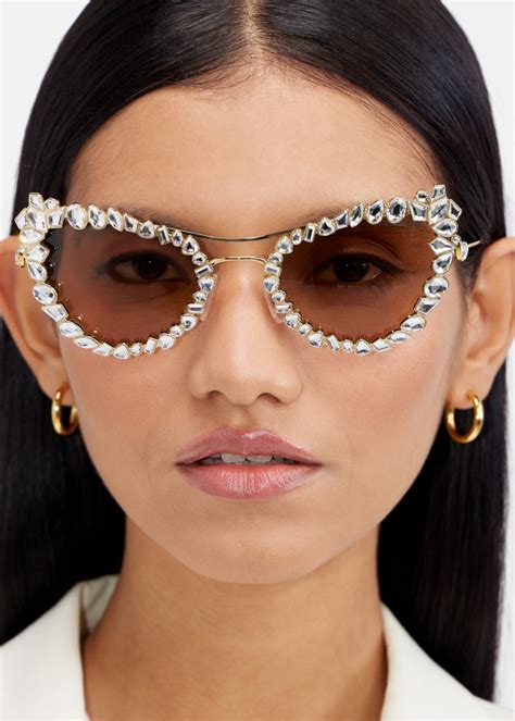 Swarovski Crystal sunglasses for Women - Gold in UAE | Level Shoes