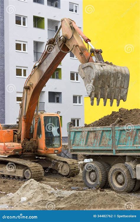 Excavator Loading Dumper Truck 3 Stock Photo Image Of Equipment Dirt