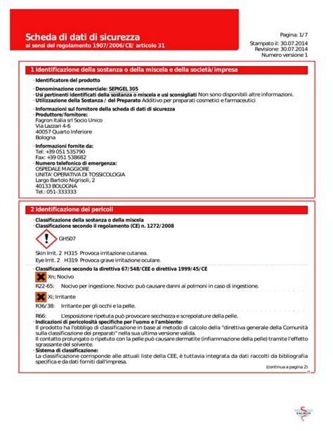 Scheda Di Dati Di Sicurezza