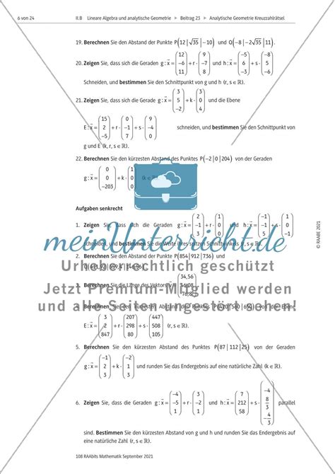 Gemischte Aufgaben Zur Analytischen Geometrie Meinunterricht