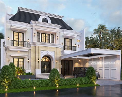 Desain Rumah Klasik Modern 2 5 Lantai Ibu LYL Di Batam Tampak Depan