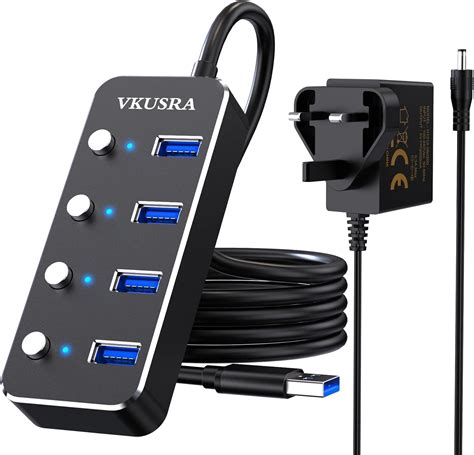 Powered Usb Hub Vkusra Ultrathin 4 Ports Usb Extension Hub With 5v2a