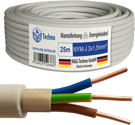 Mantelleitung NYM J 3x1 5mm² Kabel 50m Ring 3 adriges