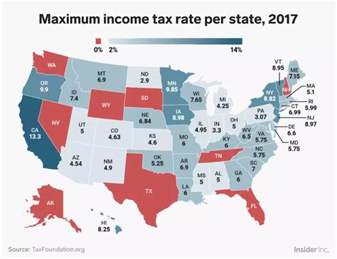 April 17 Was Tax Day In The Us This Map Shows The Income Tax Rate Per State For 2017 Filings