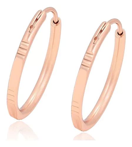 Aretes Oro K Laminado Rosa Cm Arracada Joven Mujer Regalo Meses