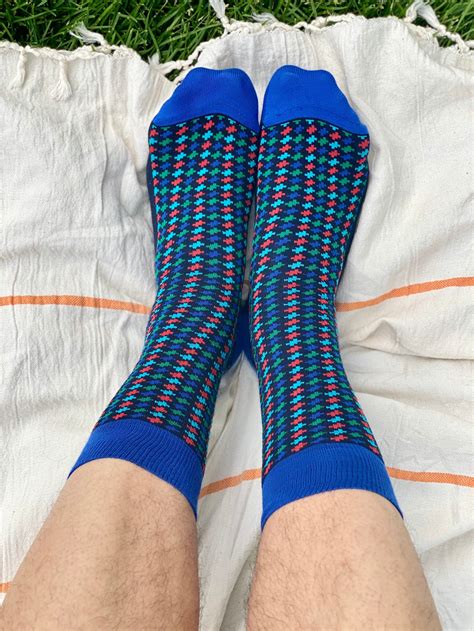 Men S Colorful Houndstooth Socks Men S Dress Socks Etsy