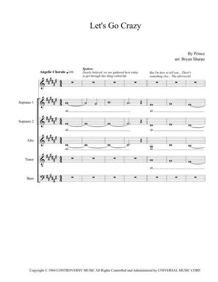 Let S Go Crazy Arr Bryan Sharpe By Prince Sheet Music For Choir At Sheet Music Direct