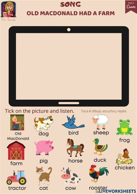 An Ipad With Farm Animals On It And The Words Old Macdonad Had A Farm