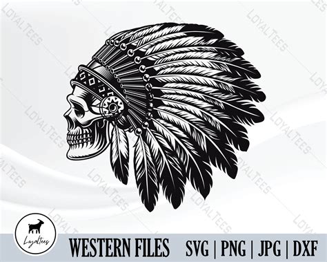 Indian Skull Svg Chief Head Feather Tattoo Usa Tribe Halloween Png