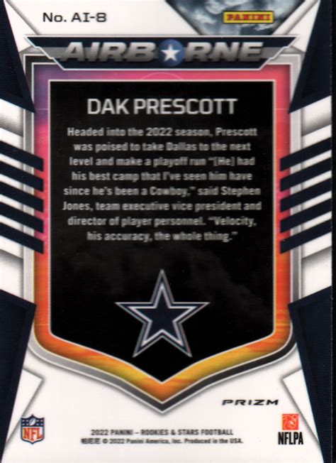 2022 Rookies And Stars Airborne Silver 8 Dak Prescott NM MT