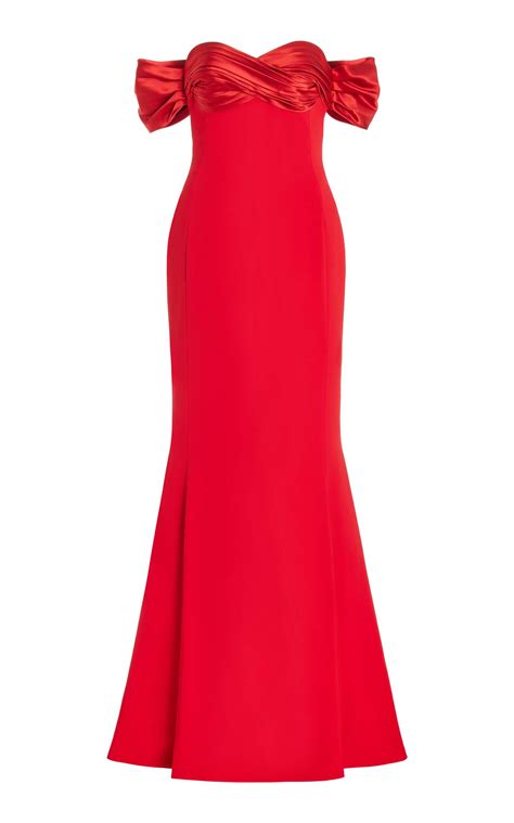 Zuhair Murad Off The Shoulder Silk Cady Maxi Dress In Red Lyst