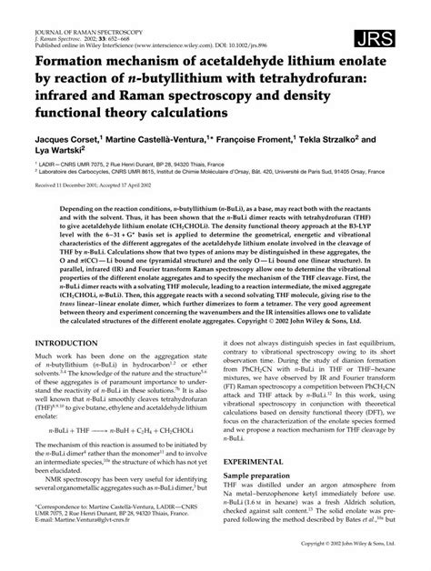 (PDF) Formation mechanism of acetaldehyde lithium enolate by reaction of n-butyllithium with ...