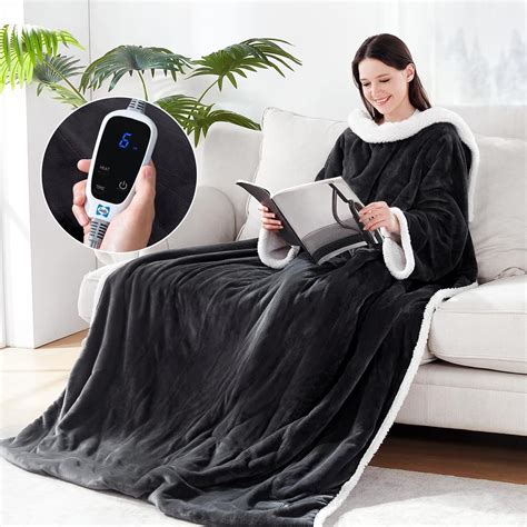 Sealy Electric Blanket Wearable With Foot Pocket Electric Snuggle Blanket With