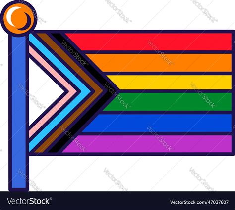 Outline Flagpole Flag Progress Pride Royalty Free Vector