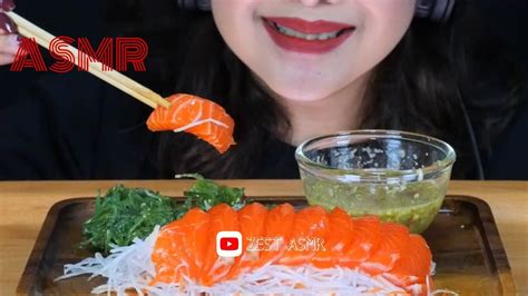 Asmr Eating Salmon Sashimi Wakame Salad Mukbang No Talking Eating