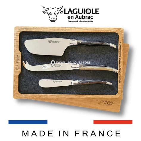 Laguiole Cheese Set Pistachio Wood Handle Set Of 3 Knives