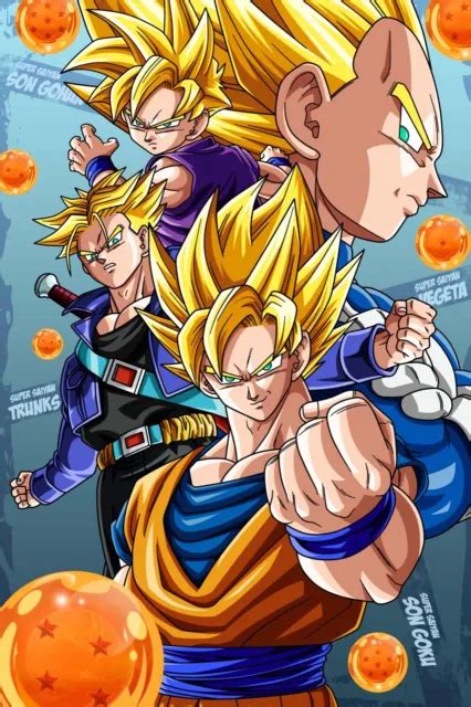 Affiche Dragon Ball Goku Et Vegeta Gogeta Fusion Ssj Pouces X