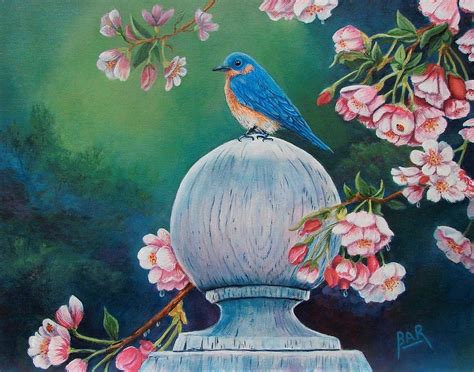 Bluebird In Spring Painting By Barbara Robertson Fine Art America