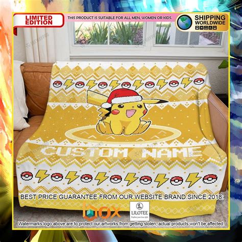 HOT Pokemon Pikachu Christmas Custom Luxury Blanket Express Your